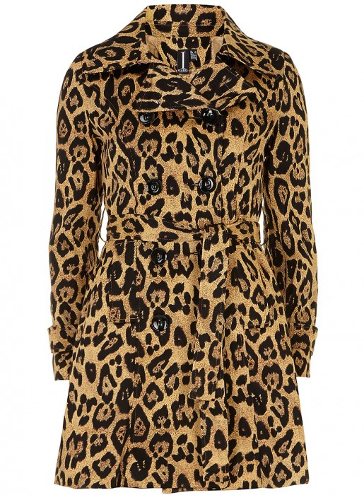 Manteau noir à motif léopard multicolore