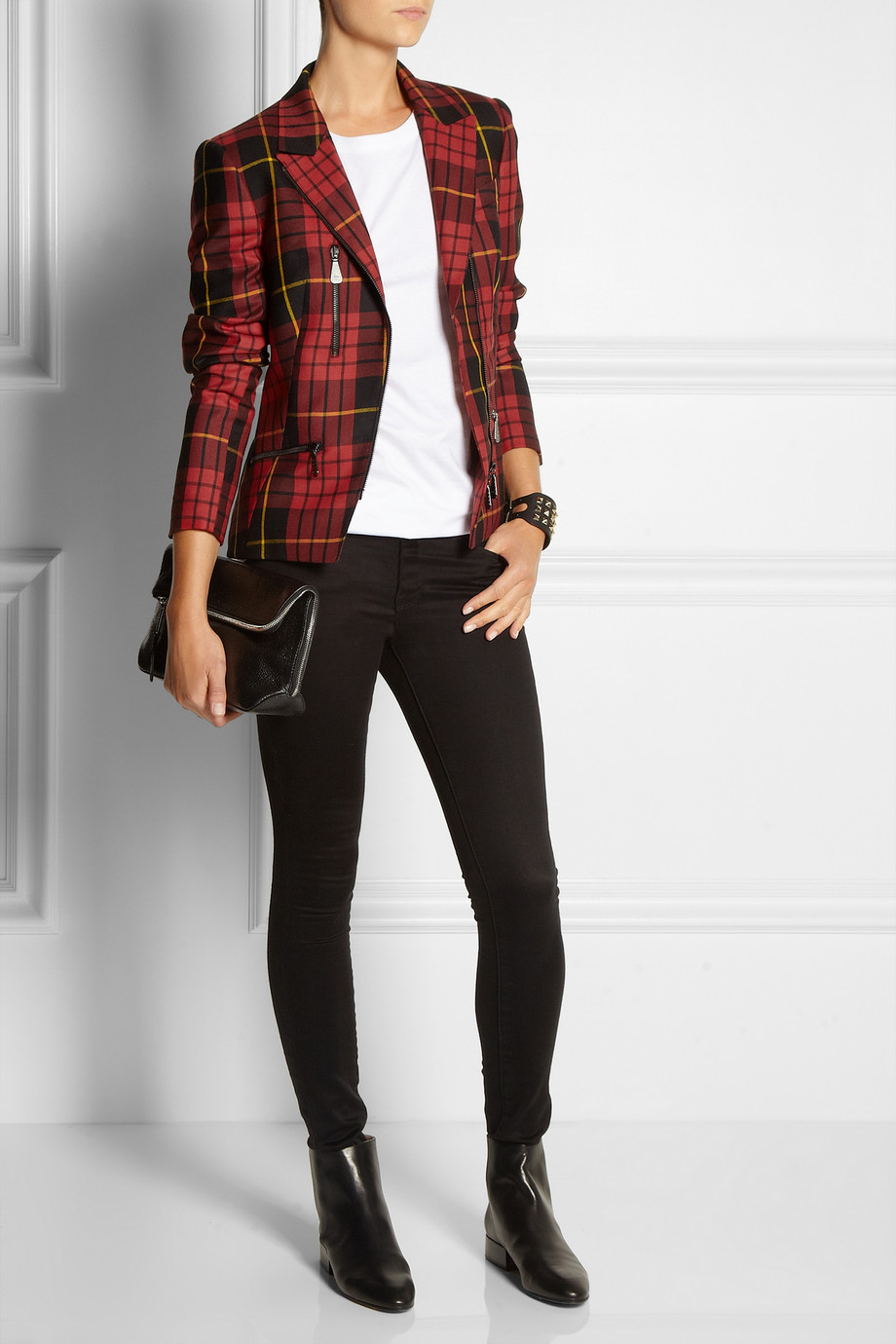 McQ Alexander McQueen Blazer en laine zippé à motif tartan Tendance mode : Limprimé écossais  les indispensables de la saison 