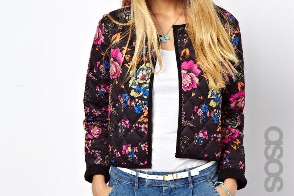ASOS PETITE - Veste matelassée à fleurs