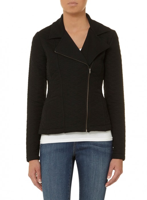 Veste de motard en jersey matelassé noir 515x700 9 Magnifiques Vestes noires matelassées ! pour un look parfait | Femme 