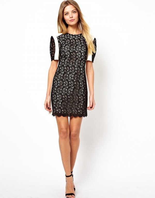 ASOS Premium - Mini robe droite avec dentelle contrastante - 87,61 €