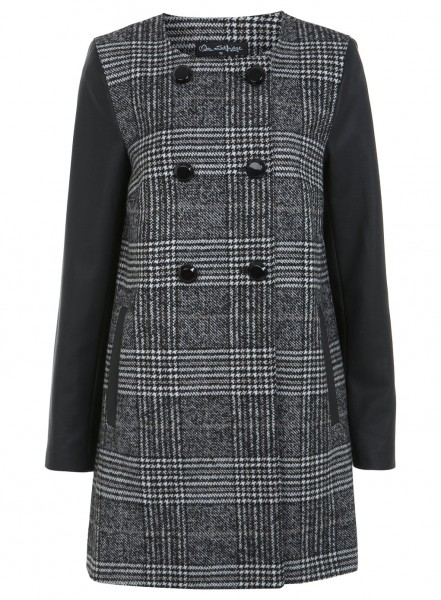 Manteau à carreaux noirs et blancs avec simili cuir 5700€ 441x600 6 magnifiques manteaux dhiver pour femme  à shopper chez Miss Selfridge 