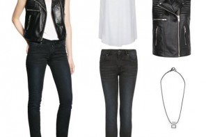 Comment s’habiller au printemps 2014 : Idée de look avec un gilet biker en cuir #1