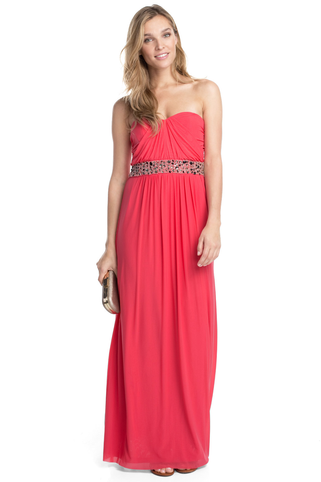 Robe longue à bustier et pierres fantaisie