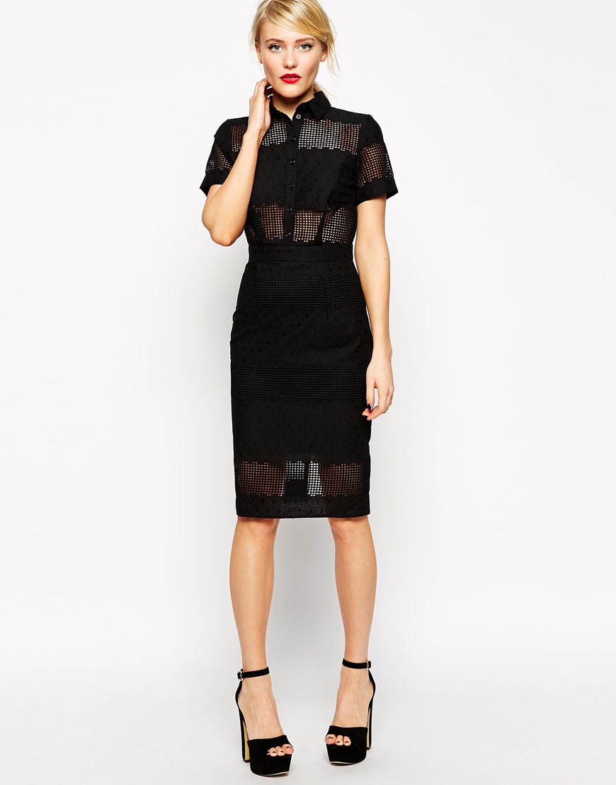 ASOS Premium - Robe chemise brodée coupe fourreau - 86,99 €