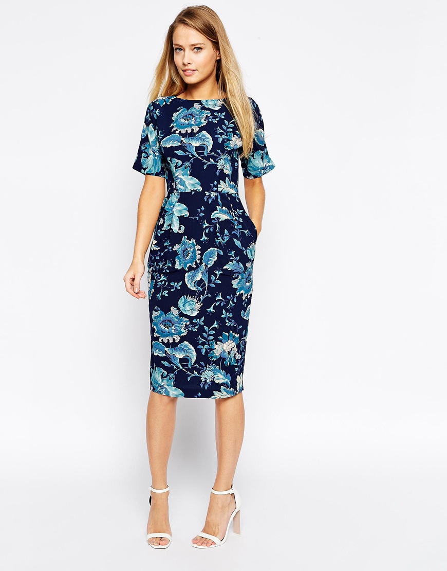 ASOS - Robe fourreau imprimée - Cachemire bleu - 63,99