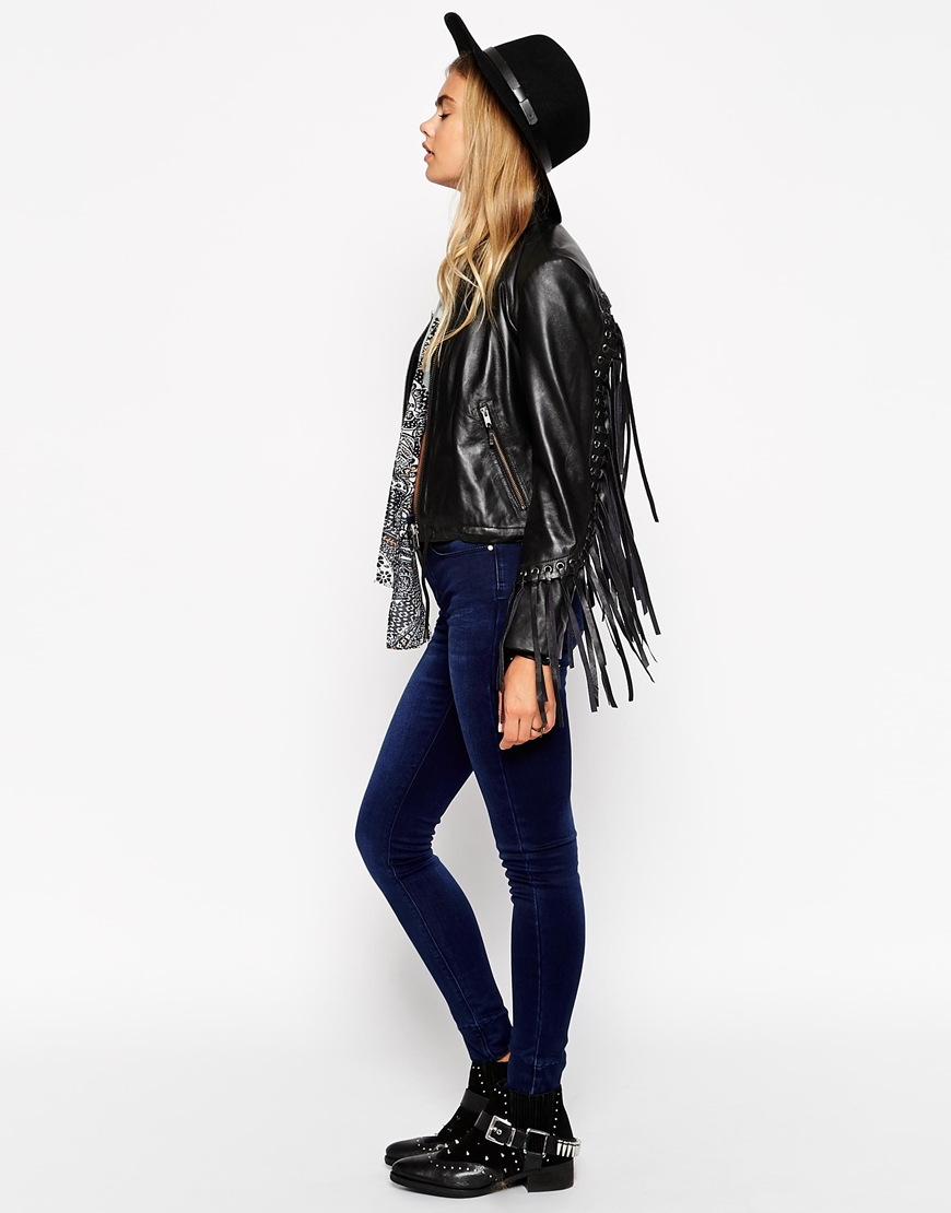 ASOS Biker Jacket With Fringe Detail In Leather - 199,99 €