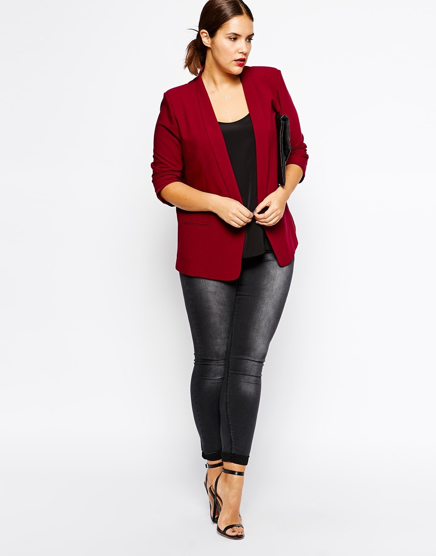 ASOS CURVE - Blazer en crêpe avec col à revers fins - 59,99 €