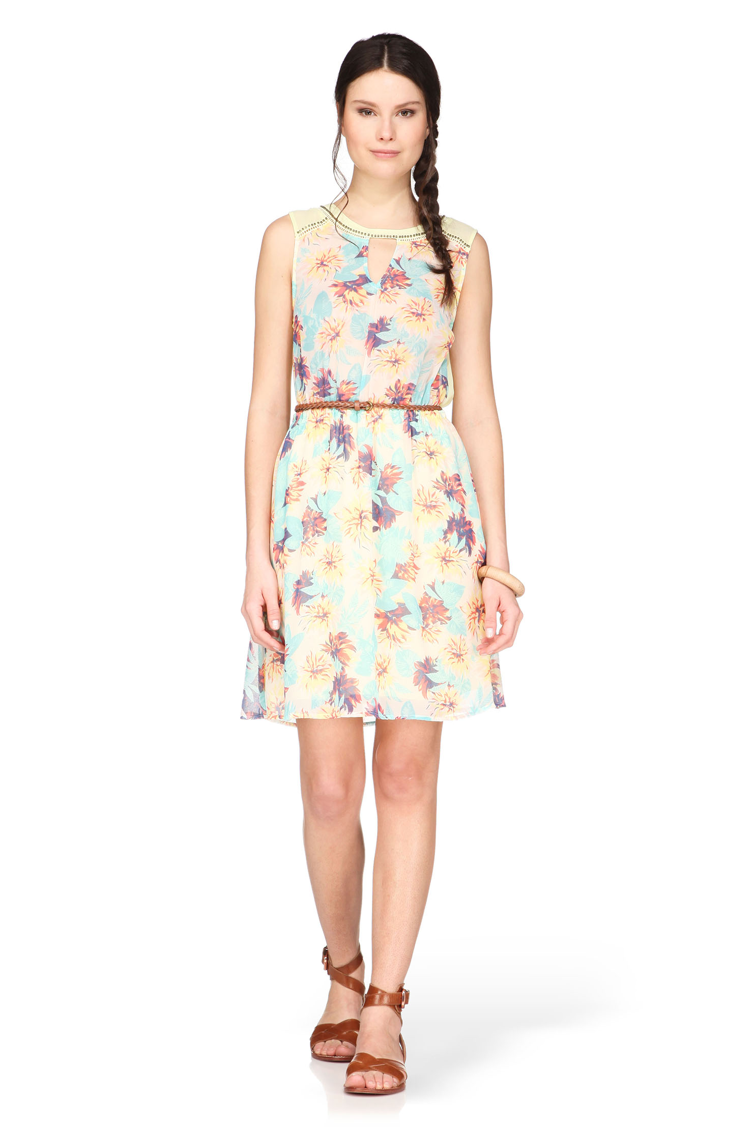 Pepe Jeans Robe imprimée fleurs jaune Jess – 99€