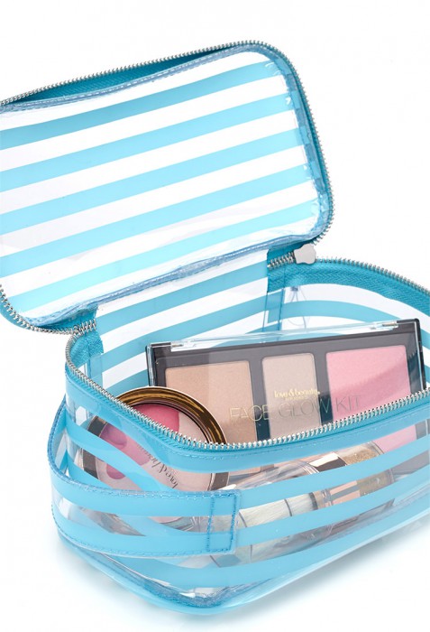 Trousse à Maquillage Rayée Transparente