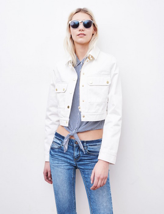 Blouson crop blanc 