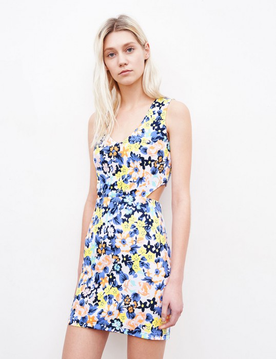Robe fleurie en néoprène multicolore 