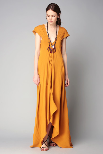 Robe longue moutarde