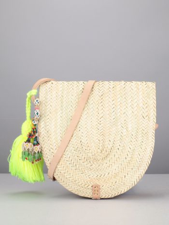 Sha'cha - Besace paille maxi pompon Kristel