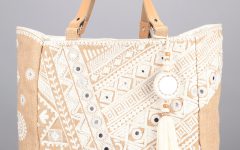 Star Mela - Cabas jute broderie blanche